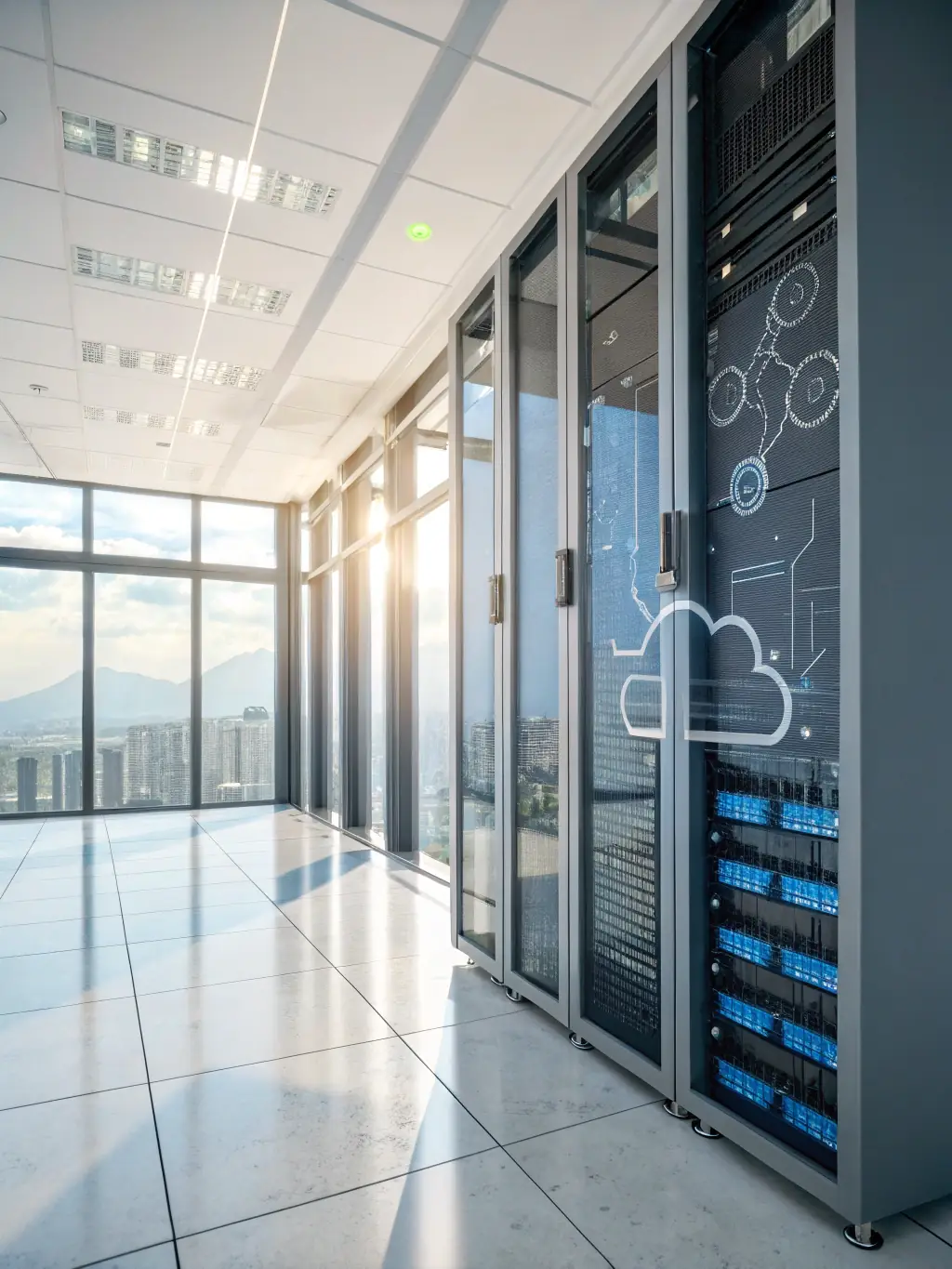 An image of a cloud data storage, highlighting the accessibility and scalability of cloud solutions offered by Datatronix Services.