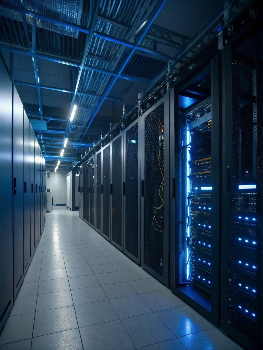 A close-up shot of a server room with Dell EMC equipment, highlighting the hardware and infrastructure that supports Datatronix's cloud and data solutions.
